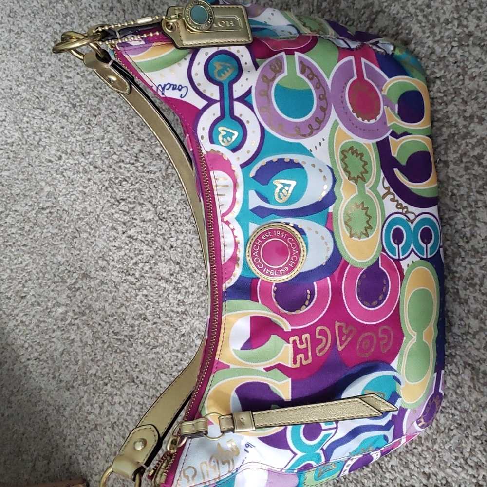 Coach Poppy Graffiti Signature Canvas Shoulder Bag